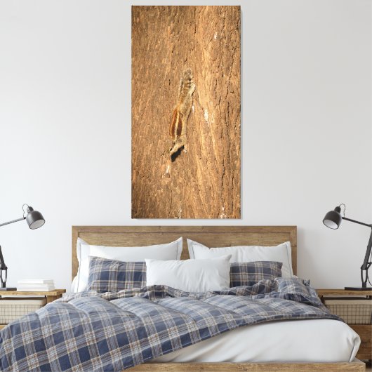 Indische palmvierkant op een boomstam canvas afdruk (Insitu (Slaapkamer))