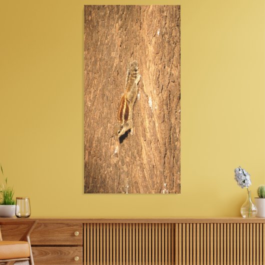 Indische palmvierkant op een boomstam canvas afdruk (Insitu (Woonkamer))