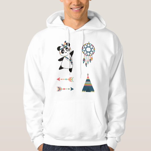 Indische Panda Beer Sticker zet thee Hoodie (Voorkant)