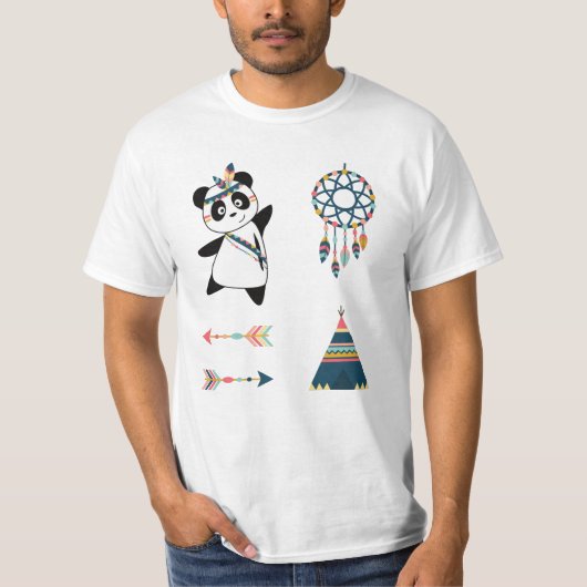 Indische Panda Beer Sticker zet thee T-shirt (Voorkant)