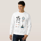Indische Panda Beer Sticker zet thee Trui (Voorkant volledig)
