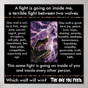 Indische parabel: Twee wolven Poster