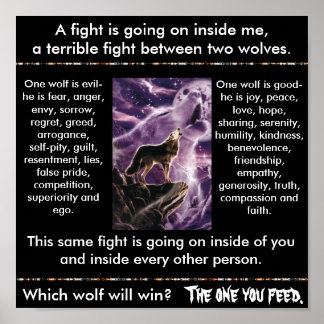 Indische parabel: Twee wolven Poster