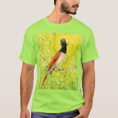 Indische paradijsvlieger Tropische vogelschets T-shirt (Voorkant)