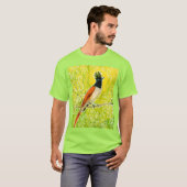 Indische paradijsvlieger Tropische vogelschets T-shirt (Voorkant volledig)