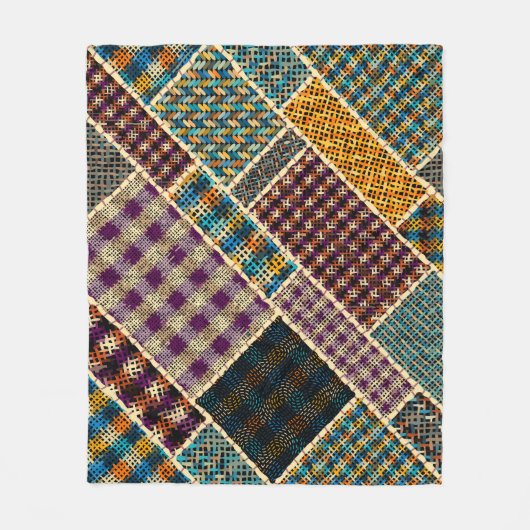 Indische patchwork: geweven canvas imitatie. fleece deken (Voorkant)