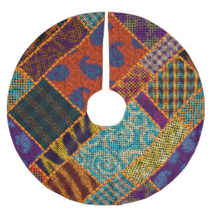 Indische patchwork imitatie, canvas. kerstboom rok
