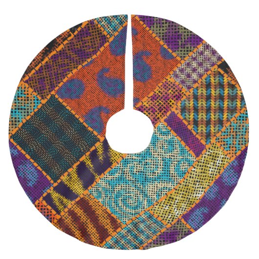 Indische patchwork imitatie, canvas. kerstboom rok (Voorkant)