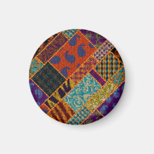 Indische patchwork imitatie, canvas. magneet