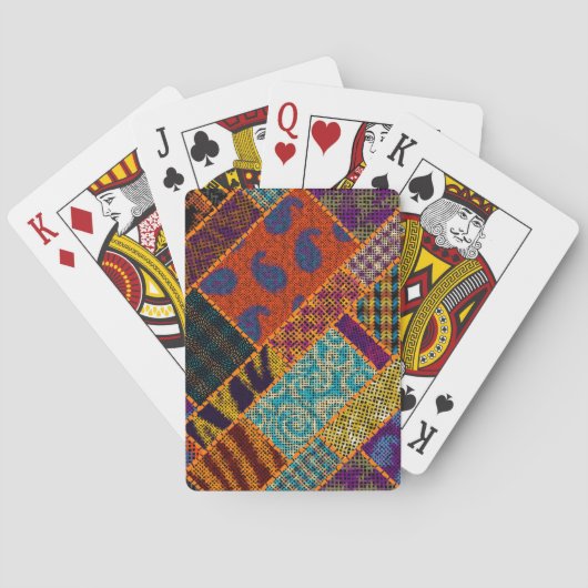 Indische patchwork imitatie, canvas. pokerkaarten (Achterkant)