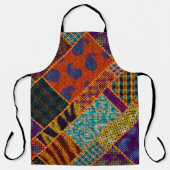 Indische patchwork imitatie,  canvas. schort (Voorkant)