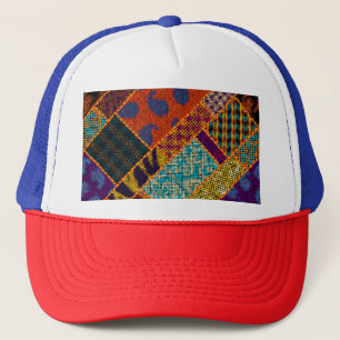 Indische patchwork imitatie, canvas. trucker pet