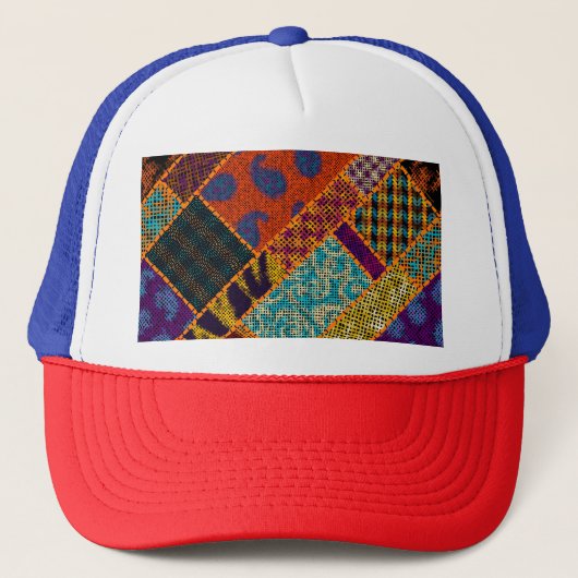 Indische patchwork imitatie, canvas. trucker pet (Voorkant)
