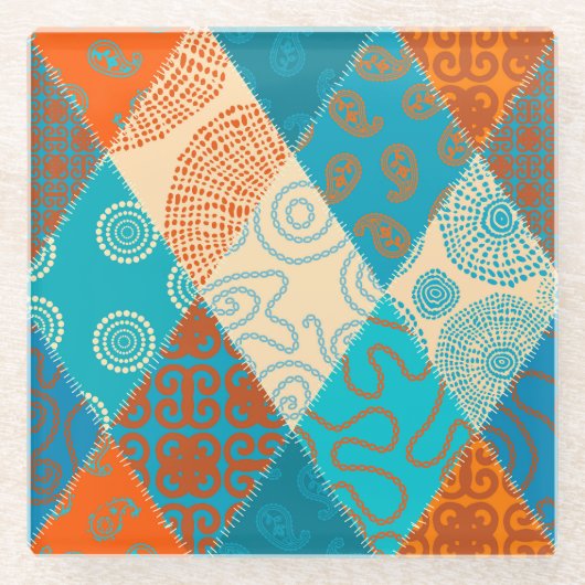 Indische patchwork naadloos ontwerp. glazen onderzetter (Voorkant)