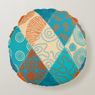 Indische patchwork naadloos  ontwerp. rond kussen