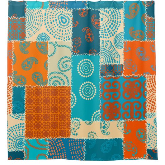 Indische patchwork, naadloze  achtergrond. douchegordijn (Voorkant)