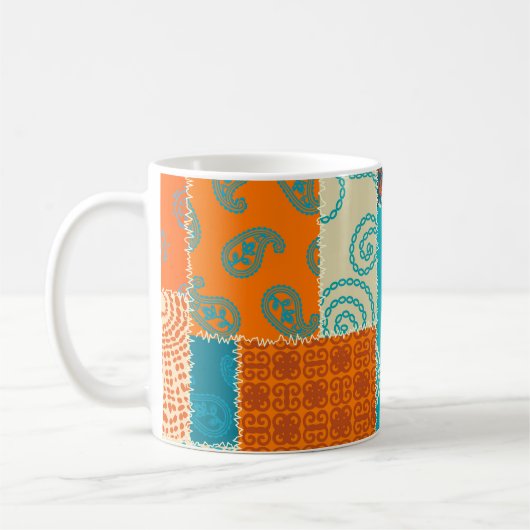 Indische patchwork, naadloze achtergrond. koffiemok (Links)