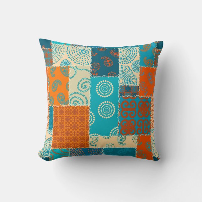 Indische patchwork, naadloze  achtergrond. kussen (Voorkant)