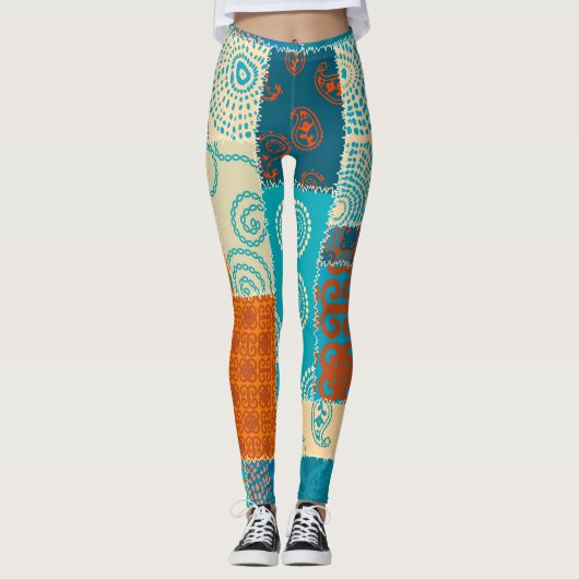 Indische patchwork, naadloze achtergrond. leggings (Voorkant)