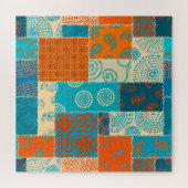 Indische patchwork, naadloze  achtergrond. legpuzzel (Horizontaal)