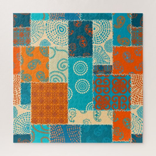 Indische patchwork, naadloze  achtergrond. legpuzzel (Verticaal)