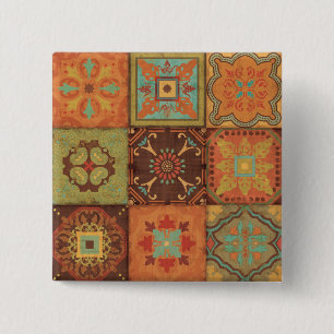 Indische patronen vierkante button 5,1 cm