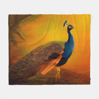 Indische pauw bij zonsopgang kunst fleece deken