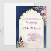 Indische pauw uitnodigingen & hindoeistische trouw (Voorkant / Achterkant)