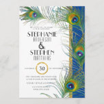 Indische peacock Feathers Modern Gold Typografie Kaart<br><div class="desc">Rich royal blue background and side stripe mixes and match with the other kleuren in deze set voor een prachtige en unieke presentatie. Deze vredestroekveren werden met de hand geschilderd door kunstenaar Audrey Jeanne Roberts voor een elegant, geavanceerd, geavanceerd, geavanceerd design. In oliepastjes die op een prachtige manier de iriserende...</div>