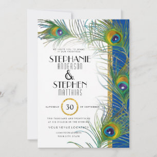 Indische peacock Feathers Modern Gold Typografie Kaart