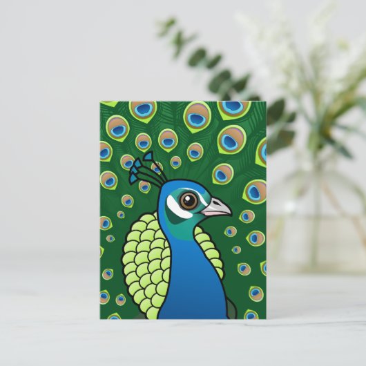 Indische peafowl briefkaart (Staand voorkant)