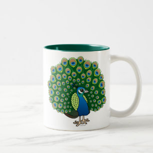 Indische peafowl tweekleurige koffiemok