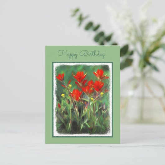 Indische penseelschildering - Oorspronkelijke blow Briefkaart (Staand voorkant)