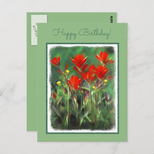 Indische penseelschildering - Oorspronkelijke blow Briefkaart (Voorkant / Achterkant)