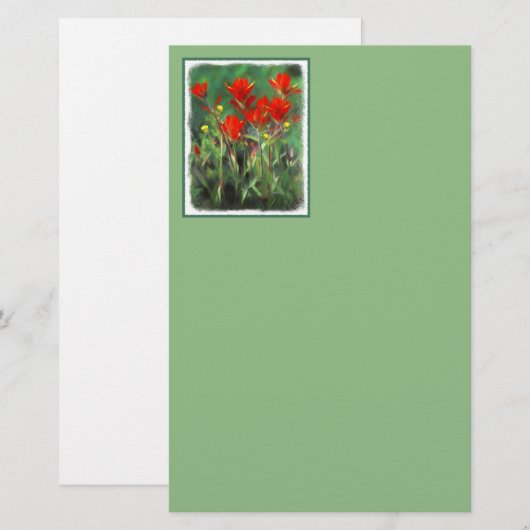 Indische penseelschildering - Oorspronkelijke blow Briefpapier (Voorkant / Achterkant)