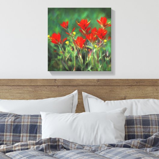 Indische penseelschildering - Oorspronkelijke blow Canvas Afdruk (Insitu (Slaapkamer))