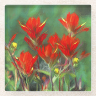 Indische penseelschildering - Oorspronkelijke blow Glazen Onderzetter