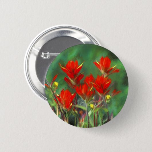 Indische penseelschildering - Oorspronkelijke blow Ronde Button 5,7 Cm (Voorkant /achterkant)