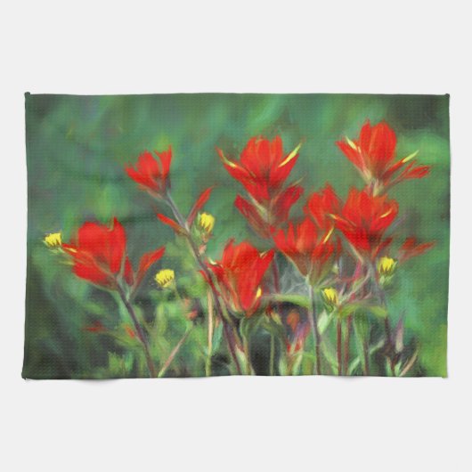 Indische penseelschildering - Oorspronkelijke blow Theedoek (Horizontaal)