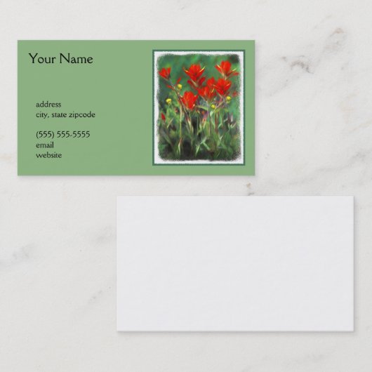 Indische penseelschildering - Oorspronkelijke blow Visitekaartje (Voorkant / Achterkant)