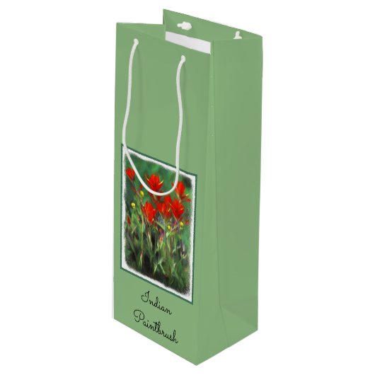 Indische penseelschildering - Oorspronkelijke blow Wijn Cadeautas (Voorkant Gekanteld)