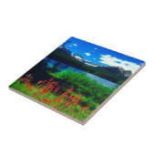 Indische penseelvrije bloemen tegeltje (Zijkant)