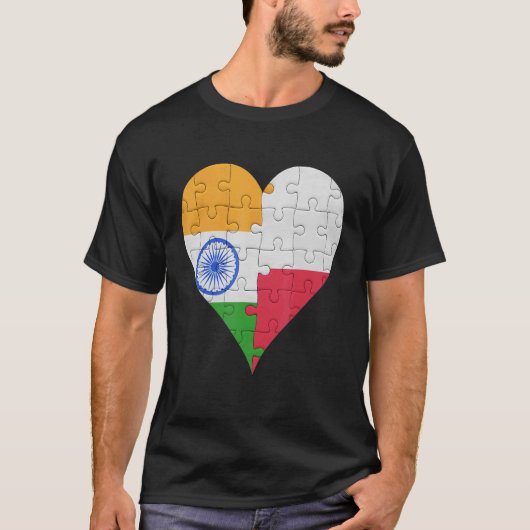 Indische Poolse vlag Heart T-shirt (Voorkant)