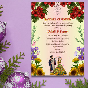 Indische Pre-huwelijks Sangeet-ceremonie Kaart