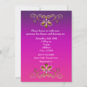 Indische Prinses Goud Paars Roze Feest Uitnodiging (Achterkant)