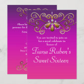 Indische Prinses Goud Paars Roze Feest Uitnodiging (Voorkant / Achterkant)