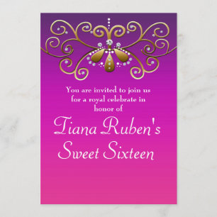 Indische Prinses Goud Paars Roze Feest Uitnodiging