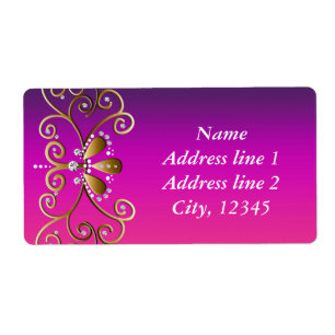 Indische Prinses Paars Roze Goud Bling Etiketten