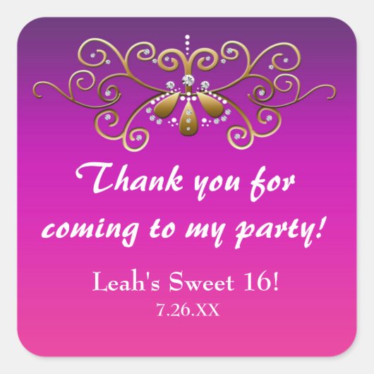 Indische Prinses Paars Roze Goud Feest Sticker (Voorkant)