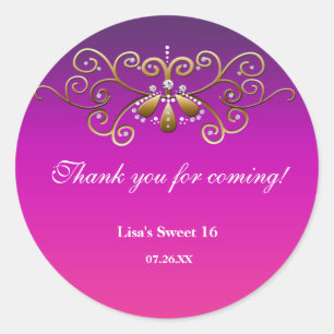 Indische Prinses Paars Roze Goud Label Sticker